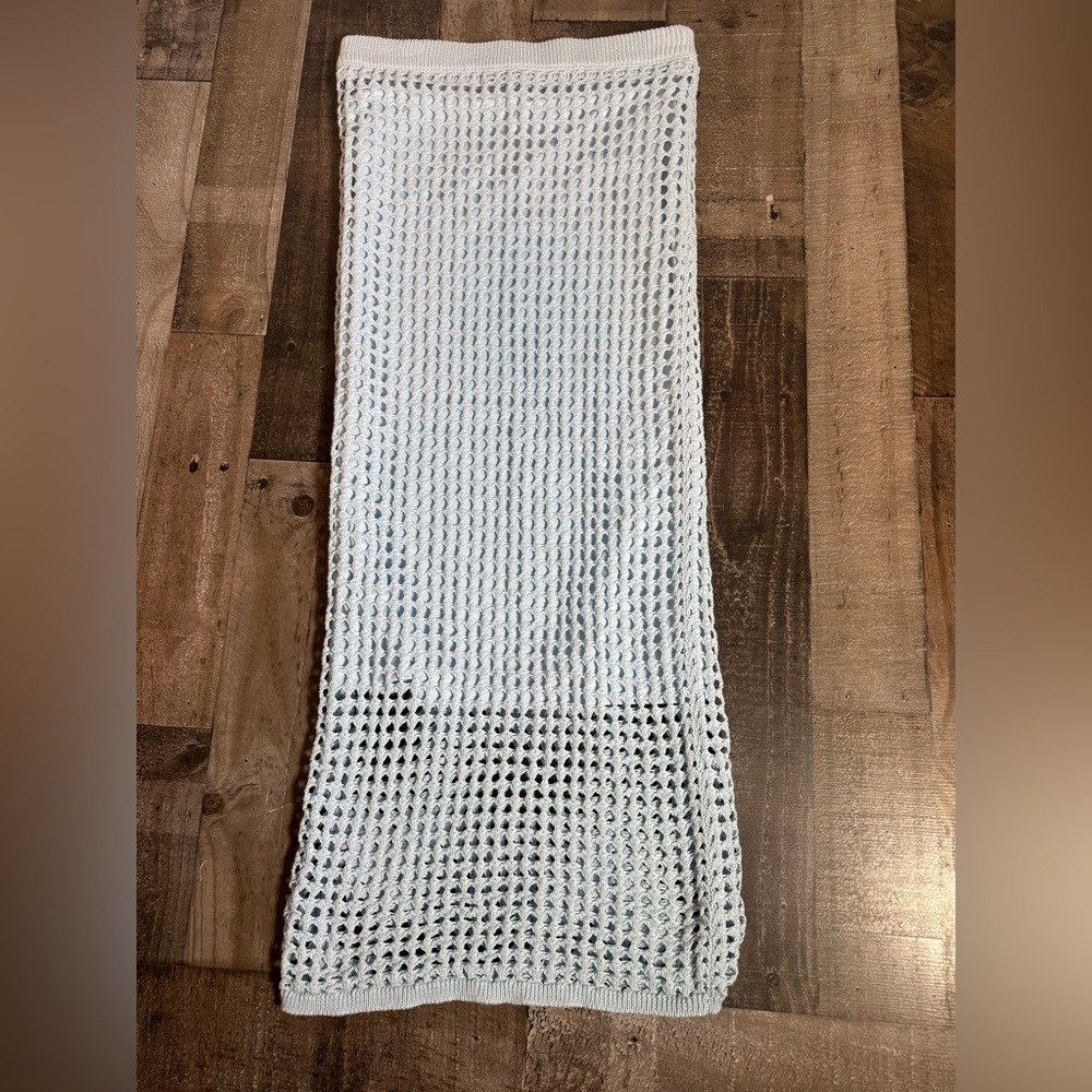 Steve Madden Blue Crochet Maxi Skirt Sheer Beachy Coastal Summer S